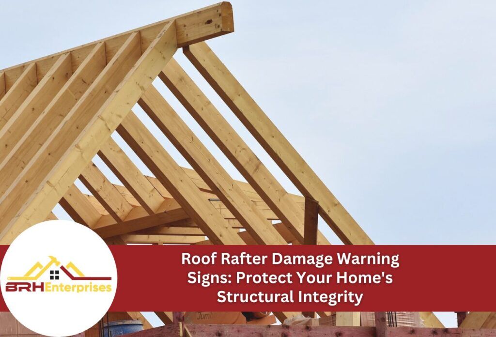 Wooden roof rafters framing construction showing structural beams against sky