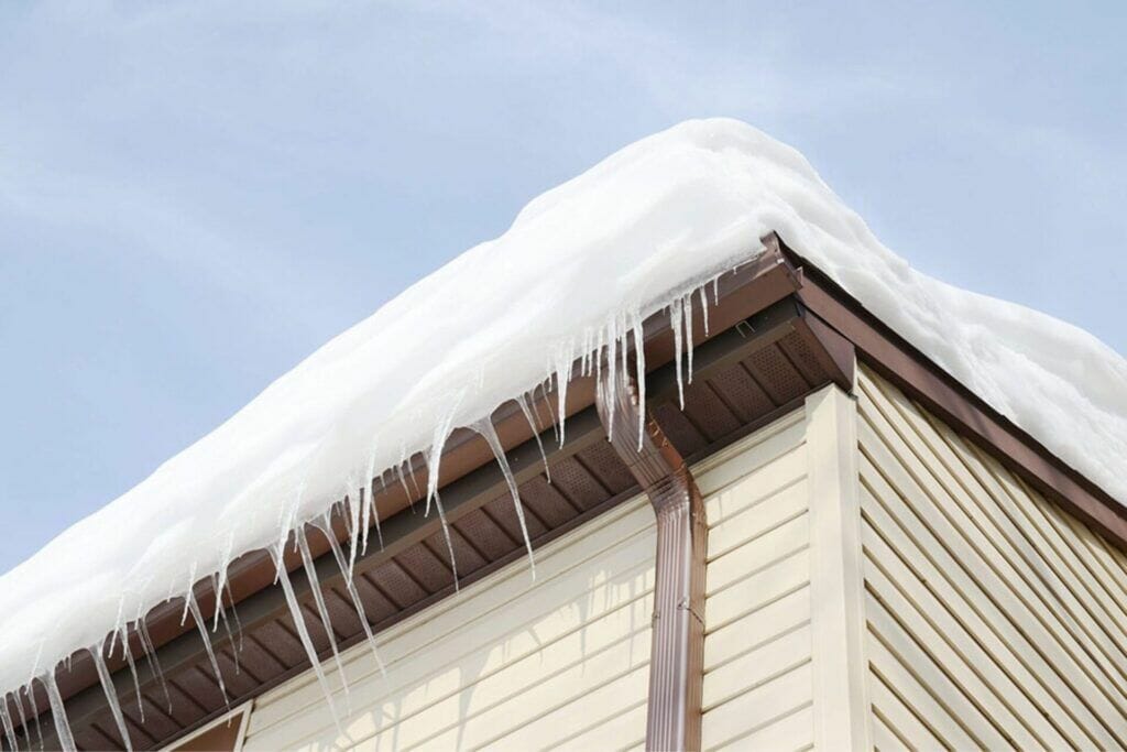 Ice damages gutters