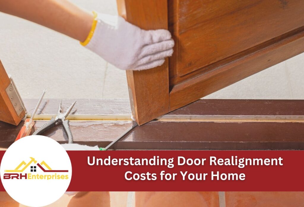 Person adjusting a wooden door