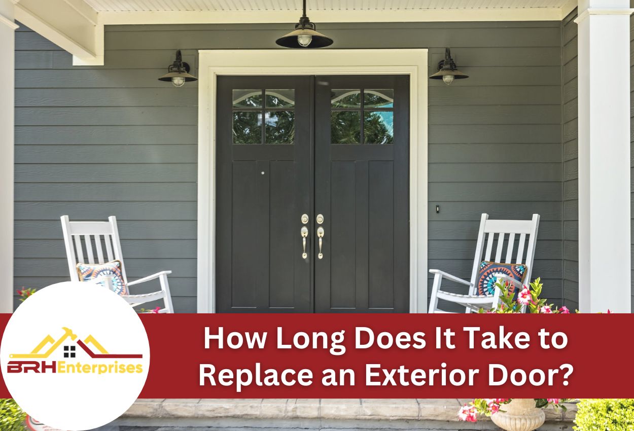 Modern exterior door with rocking chairs and matching decor